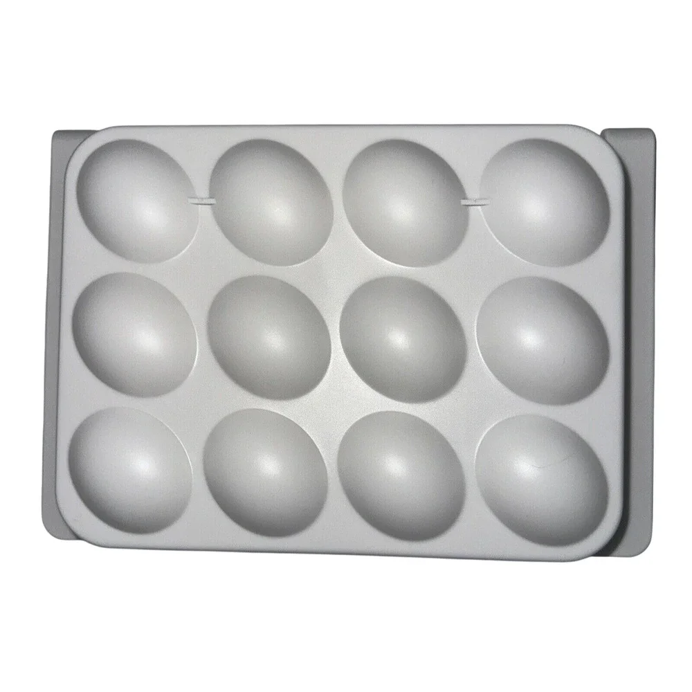 White Plastic Refrigerator Hanging Egg Tray Insert 12 Count Storage Slide-In